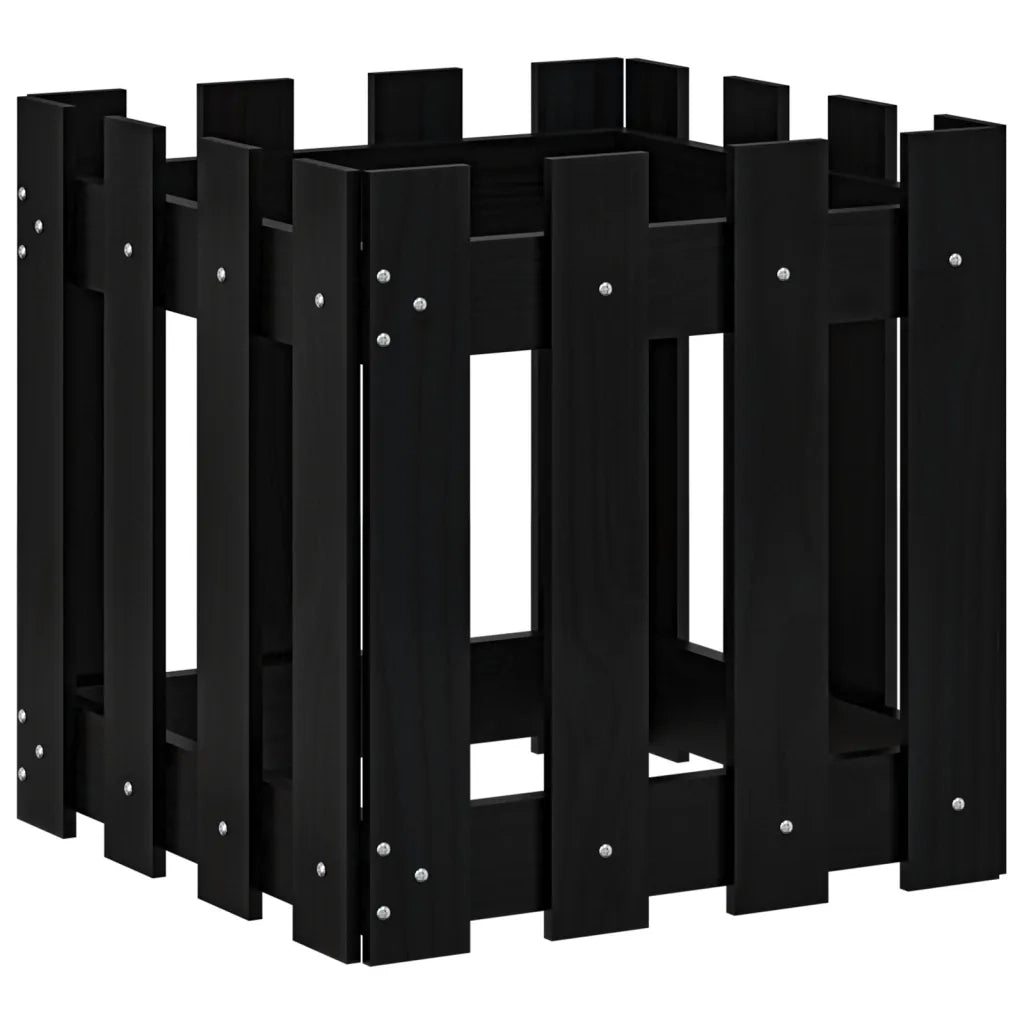 Fioriera Giardino a Recinzione Nera 40x40x40 cm Massello Pinocod mxl 83633