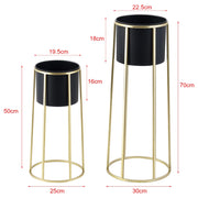 Set di 2 supporti per piante set di vasi da fiori set di fioriere fioriera vaso in metallo diverse dimensioni oro e nero 03_0006050