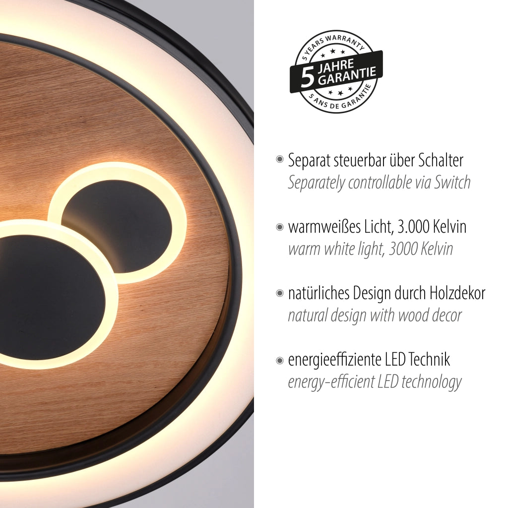 Plafoniera 60cm legno/nero LED 63W Eliza Paul Neuhaus
