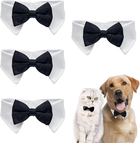Quattro collari da smoking per cani e gatti - collari da cerimonia formali per animali domestici - collari da smoking adattabili per cani e gatti per bambini e occasioni speciali