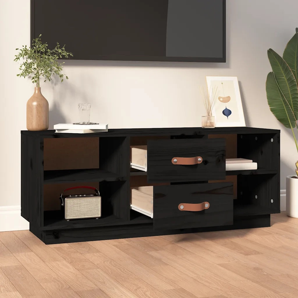 Mobile TV | Armadietto TV | Mobile Porta TV Nero 100x34x40 cm in Legno Massello di Pino