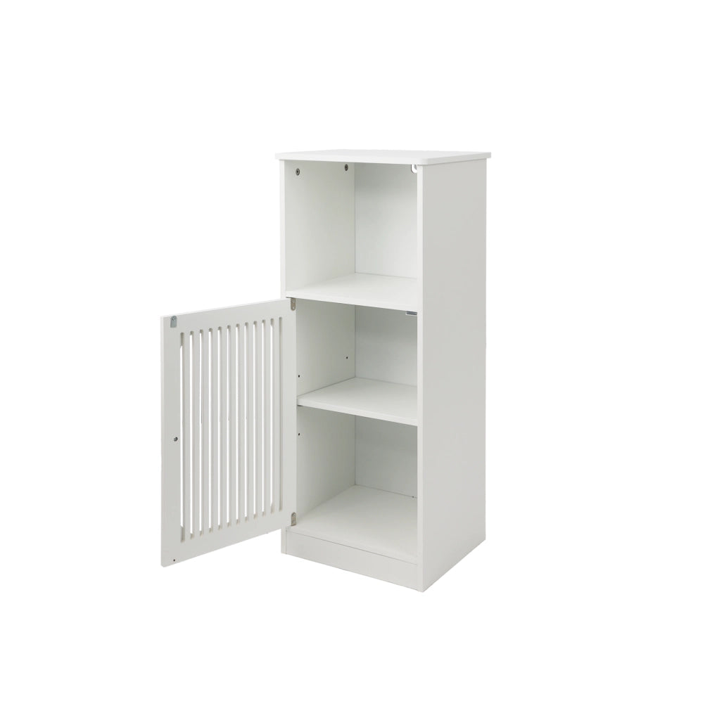 Mobiletto da Bagno Bianco con Persiane, Mobile Salvaspazio Multistrato in MDF e Truciolato
