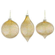 Palla natalizia a goccia in vetro oro assortita espositore 12 pezzi  10 cm