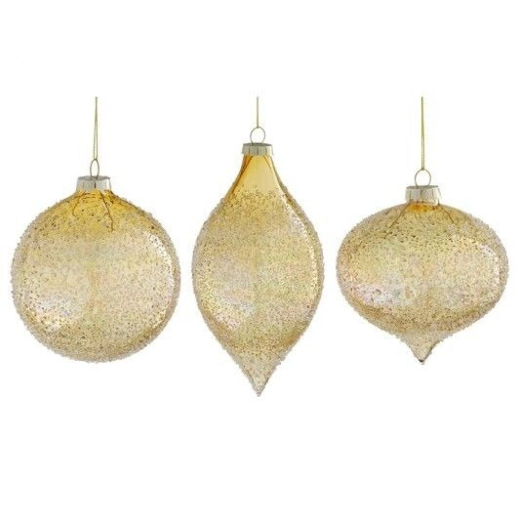 Palla natalizia a goccia in vetro oro assortita espositore 12 pezzi  10 cm