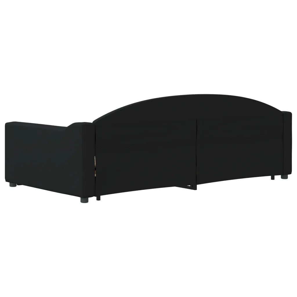 Divano Letto Estraibile con Cassetti Nero 100x200 cm in Tessuto