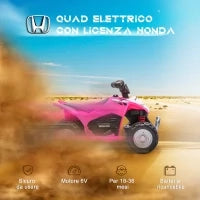 Quad Elettrico per Bambini 18-36 Mesi con Luci LED, Clacson e Pedali, 65.5x38.5x43.5 cm, Rosa