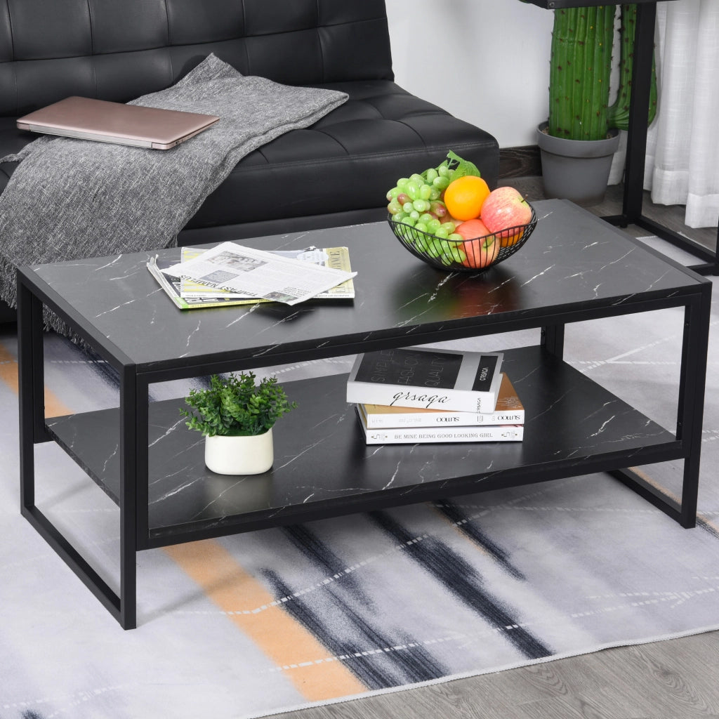 Tavolino Moderno con 2 Ripiani ¨C Zephmum ¨C Nero 106x50x47 cm