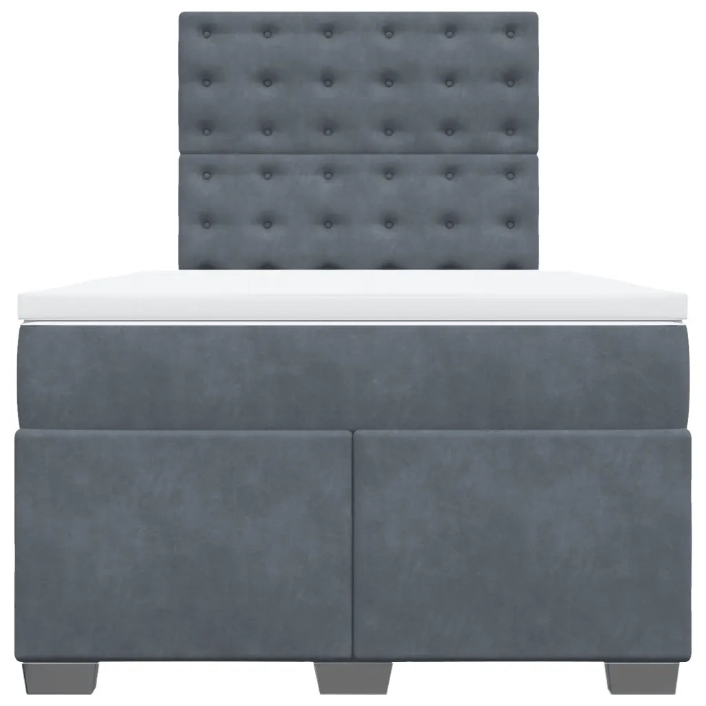 Giroletto a Molle con Materasso Grigio Scuro 120x200 cm Velluto