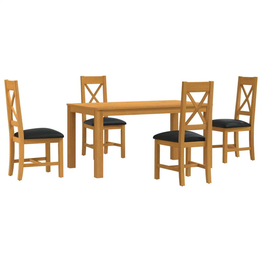 Set da pranzo 5 pz Nero Legno di Quercia Massello 3430364
