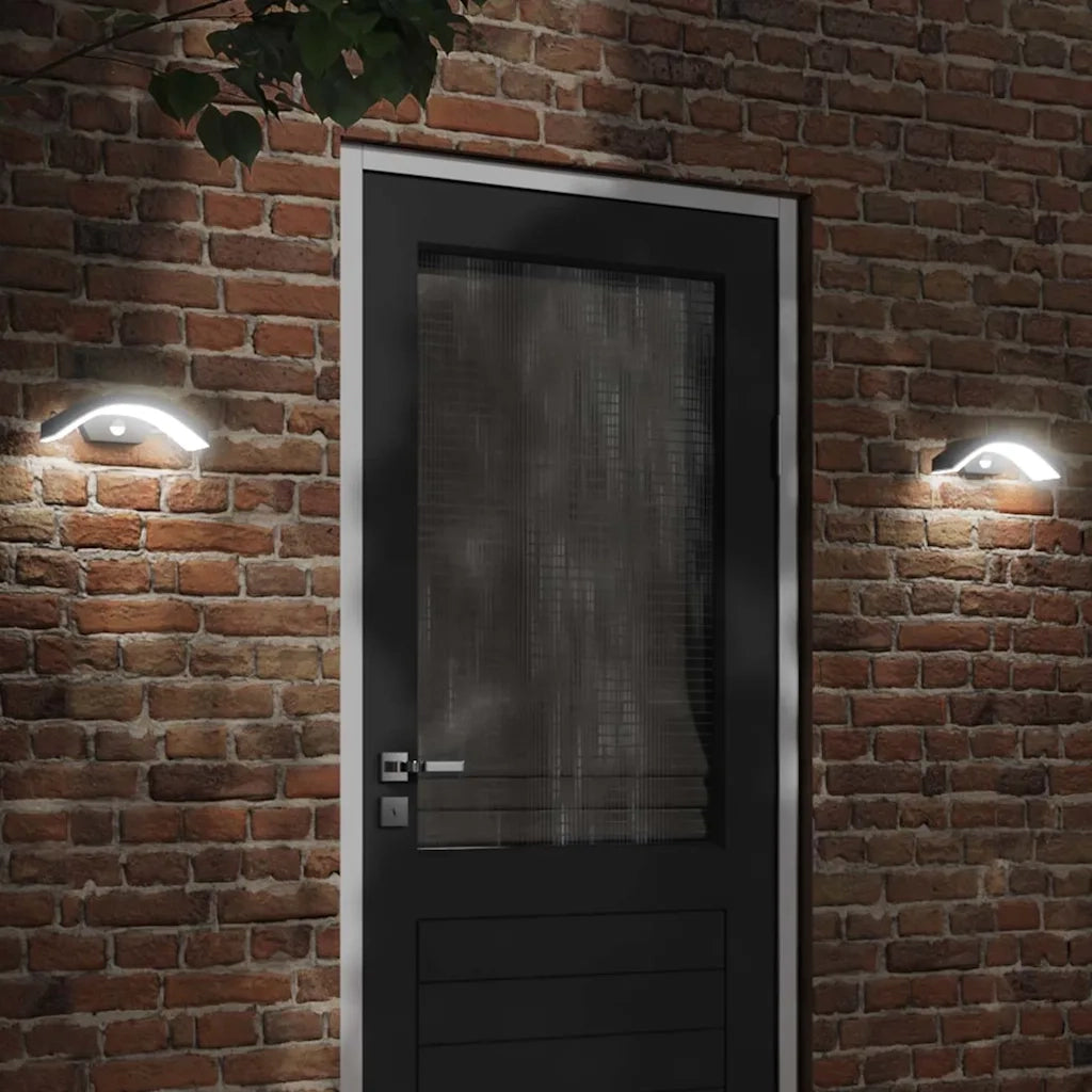 Applique con LED e Sensore 2 pz Nere in Alluminio Pressofuso CFW2460995