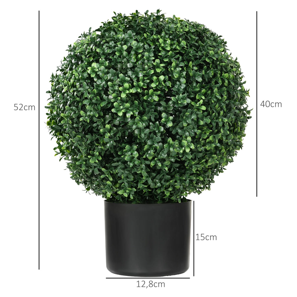 Piante artificiali, set da 2, piante artificiali resistenti ai raggi UV in vaso, cespugli di bosso da 52 cm per la decorazione di giardino e