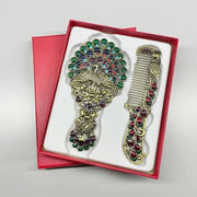 Specchio da mano - set di pennelli unico - specchio da mano antico - specchio da trucco portatile a forma di pavone - specchio da trucco decorativo in metallo - specchio da trucco decorativo