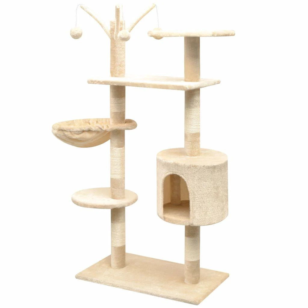 Tiragraffi albero per gatti cuccia per gatti giocattolo peluche sisal 125 cm beige 3702210