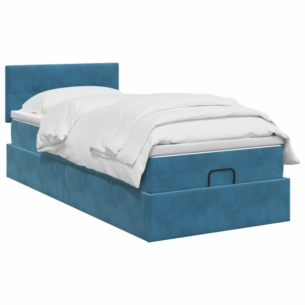 Letto ottomano con materasso Blu Scuro 90 x 190 cm Velluto 3456529