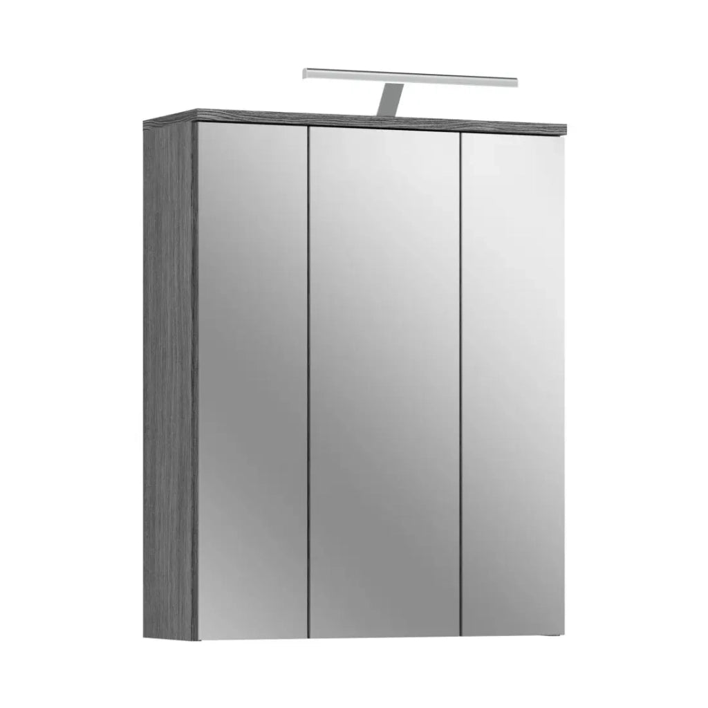 Mobile da bagno WILLIAM – Con LED – Bianco e grigio scuro – 9 nicchie sospese