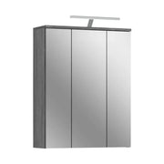 Mobile da bagno WILLIAM – Con LED – Bianco e grigio scuro – 9 nicchie sospese