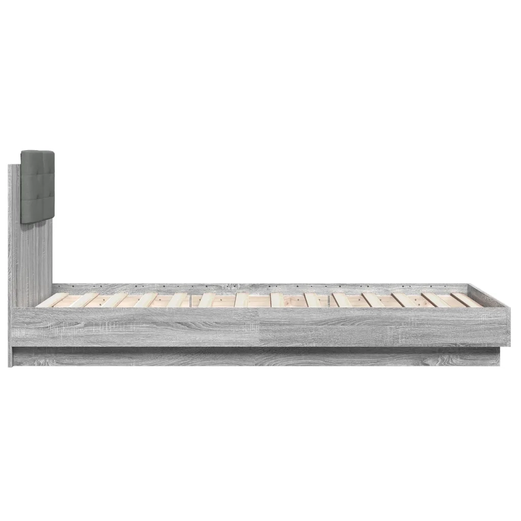 Letto singolo | Letto per adulti | Giroletto con Testiera Grigio Sonoma 75x190cm Legno Multistrato