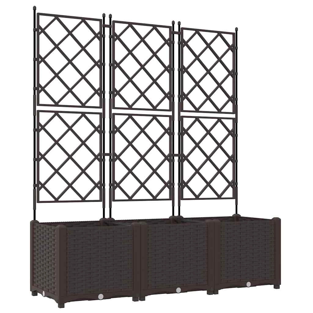 Set di 3 fioriere da giardino moderne per esterni 120 x 40 x 143 cm acciaio marrone 02_0058515