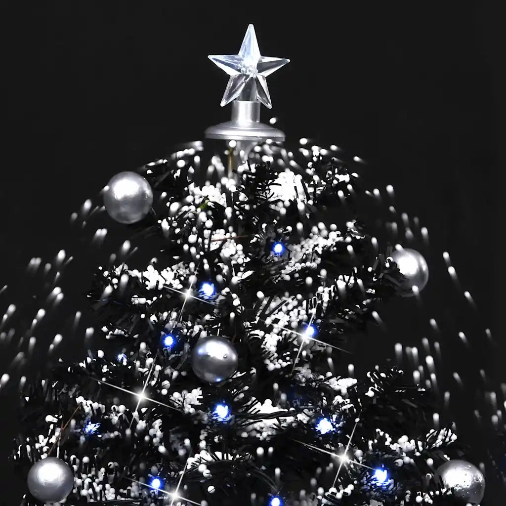 Albero di Natale | Decorazioni natalizie con Nevicata e Base ad Ombrello Nero 75 cm PVC
