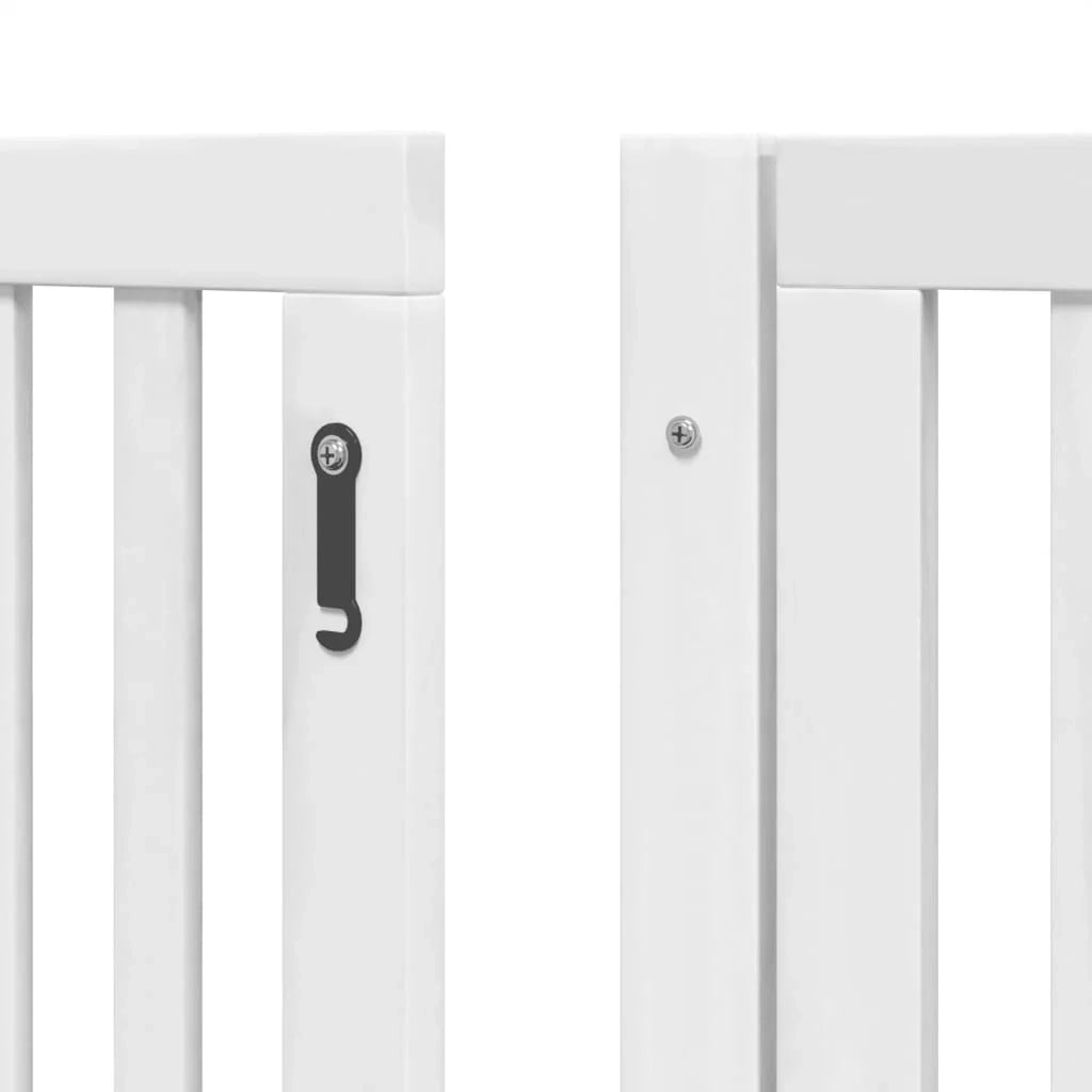 Cancelletto di sicurezza per animali domestici porta pieghevole 12 pannelli legno di pioppo bianco 02_0023128