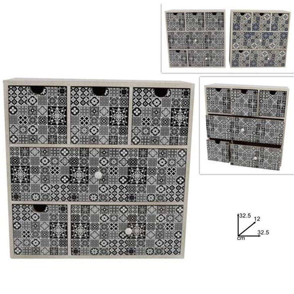 Trade Shop - Porta Oggetti Cassettiera Colonna Con 6 Cassetti Legno Country Chic Arredamento -