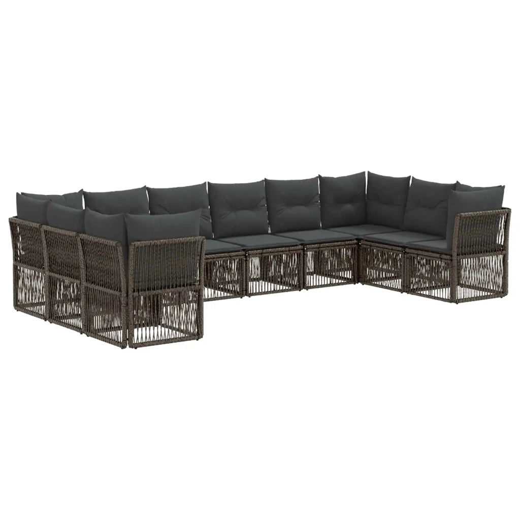 Set Divano da Giardino 10 pcs Grigio polyrattan 3434345