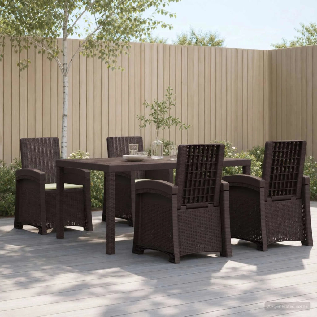 Set da Pranzo per Giardino 5 pz Marrone e Crema PP 3430123