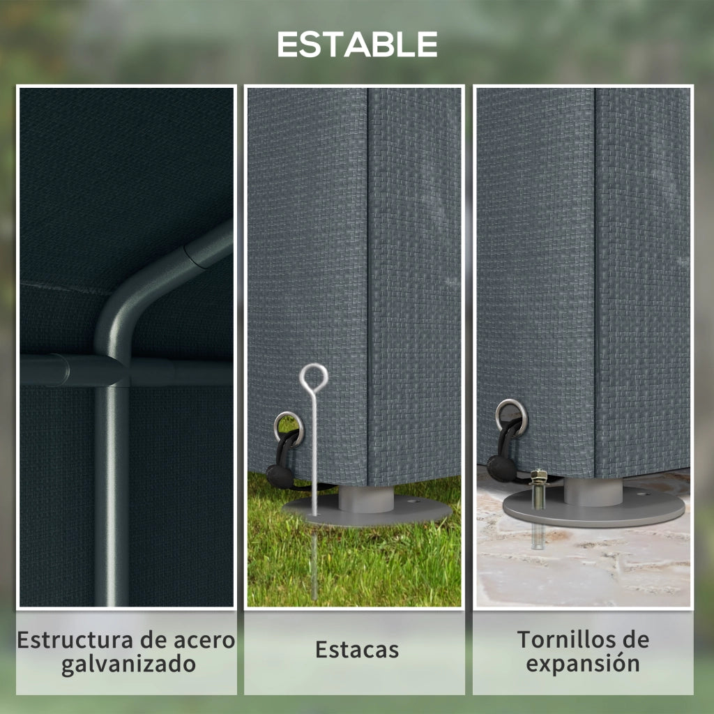 Carpa per Biciclette e Motocicli 1,6x2,2x1,7 m ¨C zephmum ¨C Grigio Impermeabile 2 Stanze