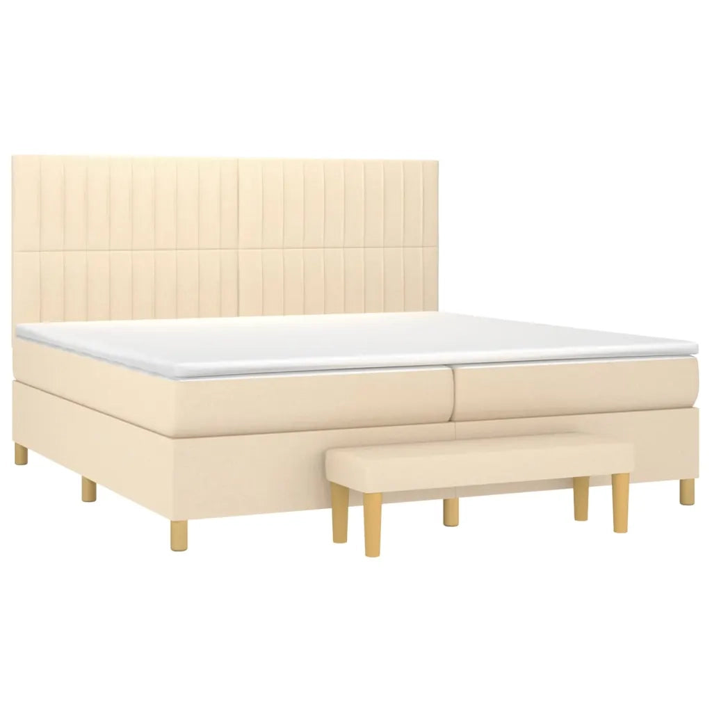 Giroletto a Molle con Materasso Crema 200x200 cm in Tessuto