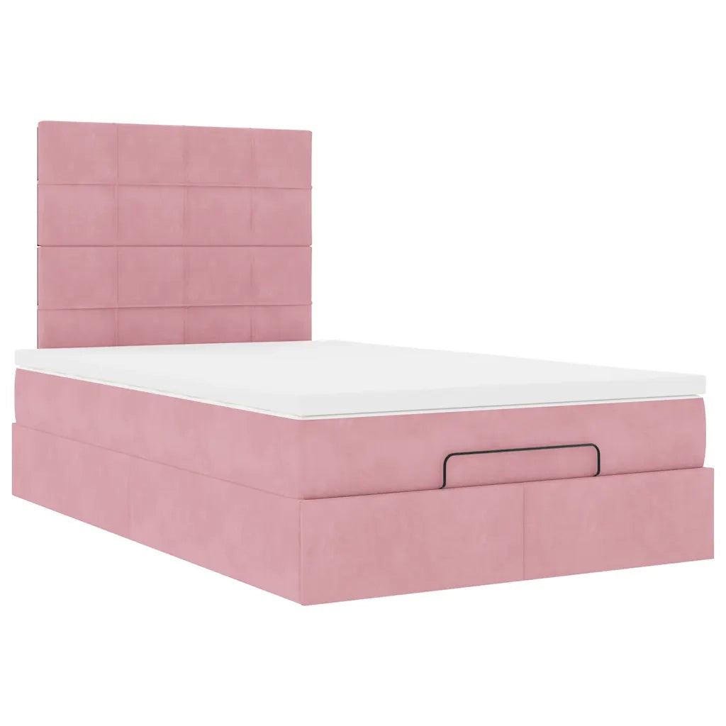 Struttura Letto Pouf con Materassi Rosa 120x190 cm Velluto 3313462