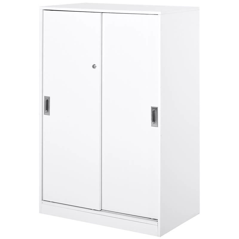 ARMADIETTO DA UFFICIO A 3 RIPIANI CON 2 CHIAVI DI SICUREZZA, IN TRUCIOLATO, 80X40X120 CM, BIANCO