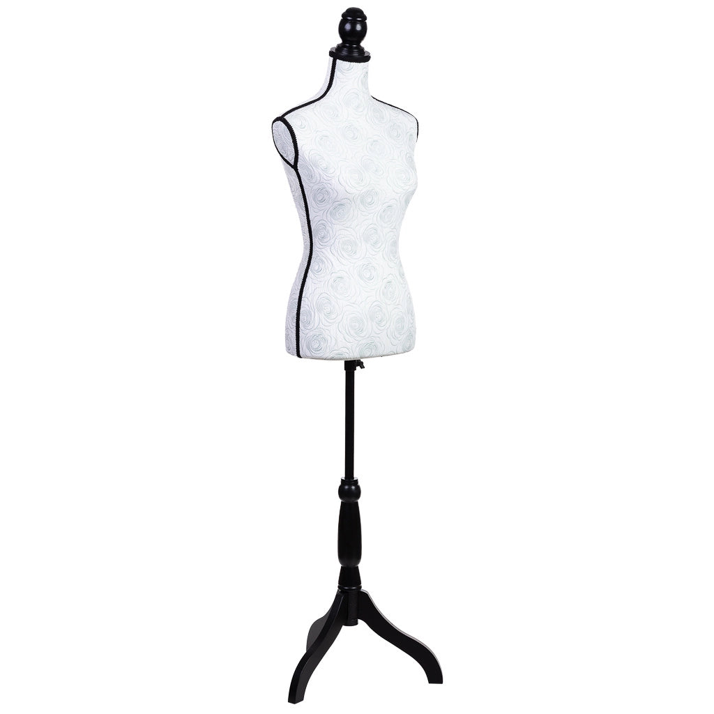 Manichino in legno, gommapiuma e in tessuto bianco 24x37,5x168h cm