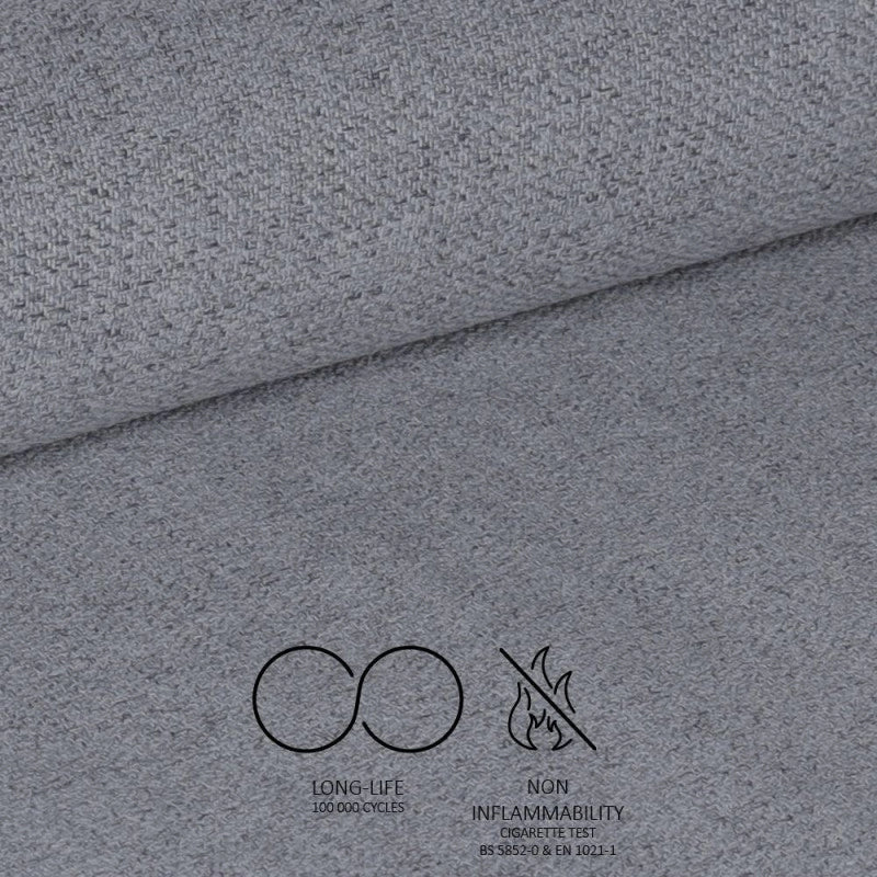 Sedia Simo in tessuto Nordic 16 grigio chiaro con dettaglio posteriore in nabuk Uras 10 antracite e gambe nere set 2 p..
