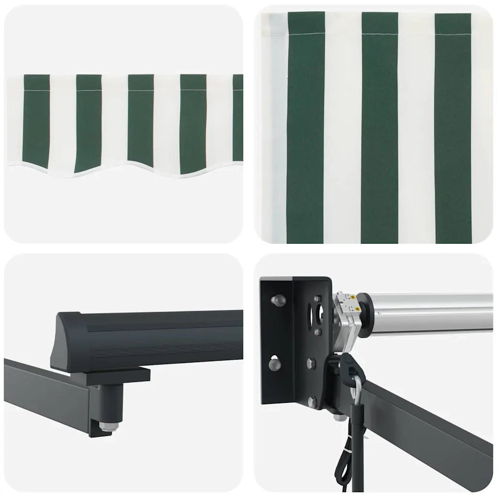 Tenda Retrattile Verde e Bianco 350 x 250 cm 3330476