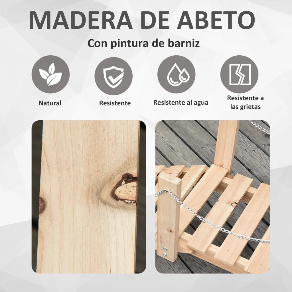 Ponte Giardino Legno con Passamano ¨C zephmum ¨C Naturale 100x32x48 cm