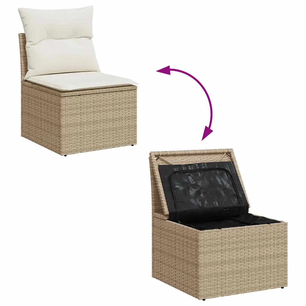 Set Divano da Giardino con cuscino 8 pcs Beige e Crema 3364546