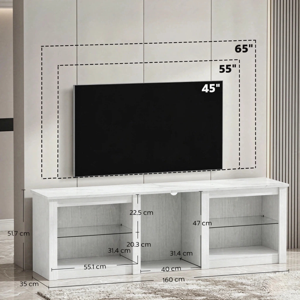 MOBILE TV LED 160 cm Bianco per TV fino a 70 pollici
