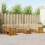 Set di divani da esterno con cuscino 11 pcs Naturale e Beige