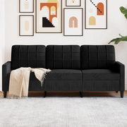 Divano a 3 Posti-Sofa 3 Posti Nero 180 cm in Velluto 669842