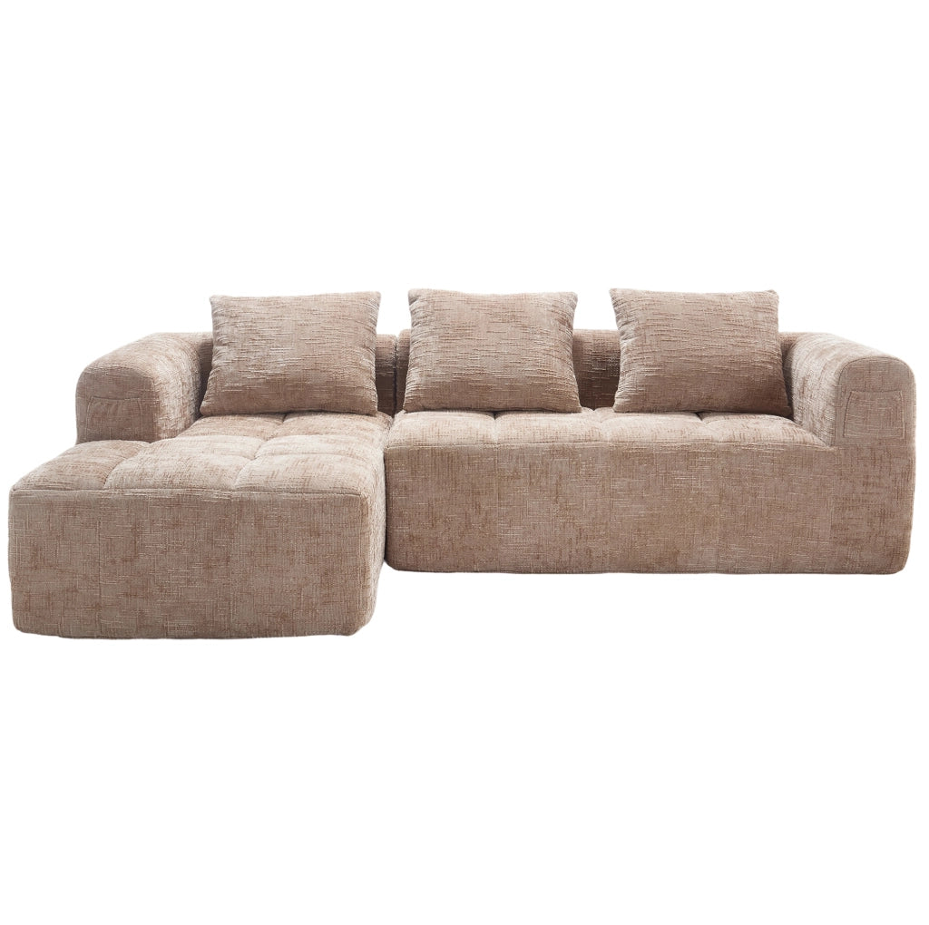 Divano con chaise longue 250x158x60 cm; senza installazione; con cuscini sfoderabili in chenille kaki