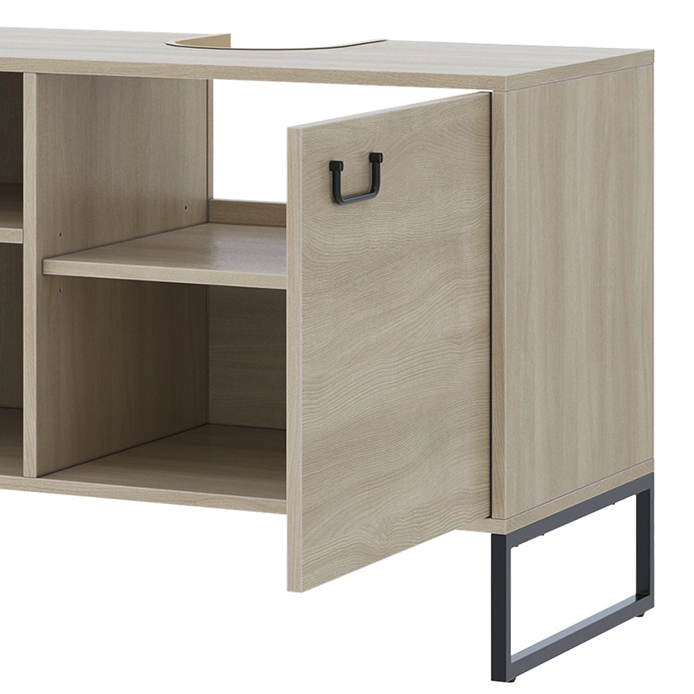 Vicco Mobiletto per lavabo Quercia/nero 80 x 60 cm con 2 scomparti aperti