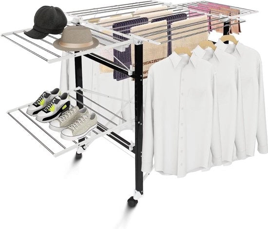 Pieghevole armadio, pieghevole stendardo - Materiale: acciaio inossidabile - Dimensioni dei grandi sportelli pieghevoli: 49,0 x 43,2 cm (x 4 pezzi) - 174 x 105 x 84 cm, nero/bianco