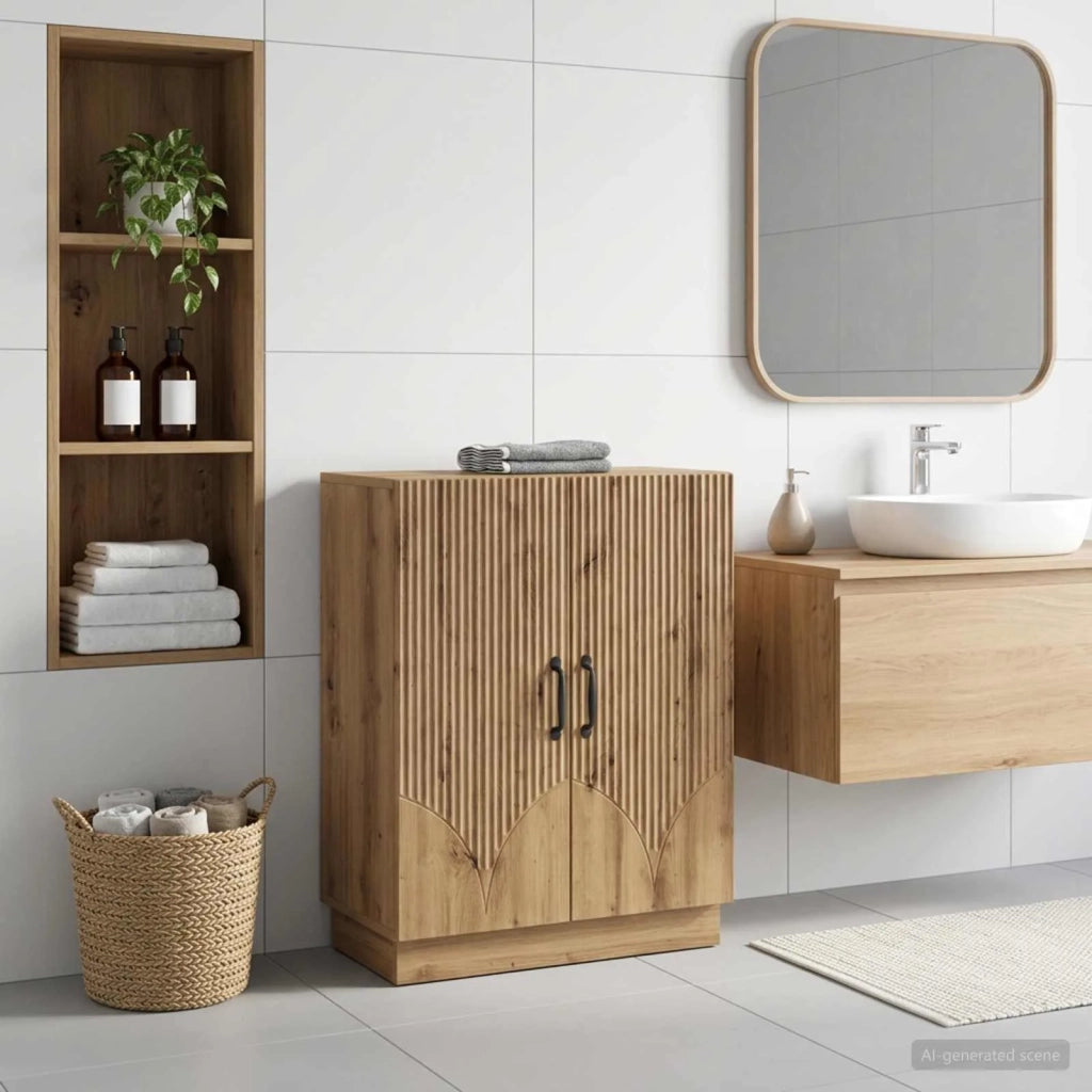 Mobiletto da Bagno HOORN Rovere Artigianale 59,5 x 31 x 77 cm 897284