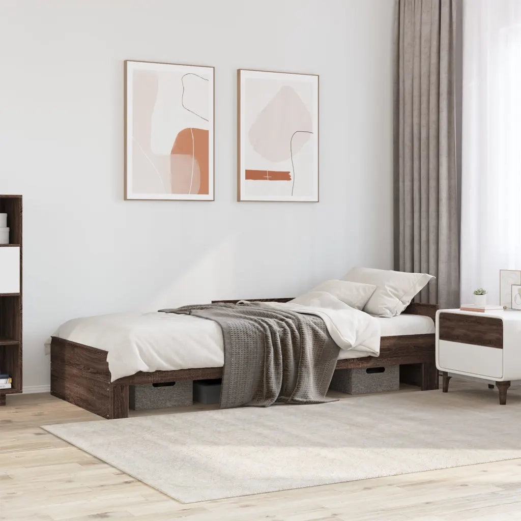 Letto singolo | Letto per adulti | Giroletto senza Materasso Rovere Marrone 75x190cm in Truciolato