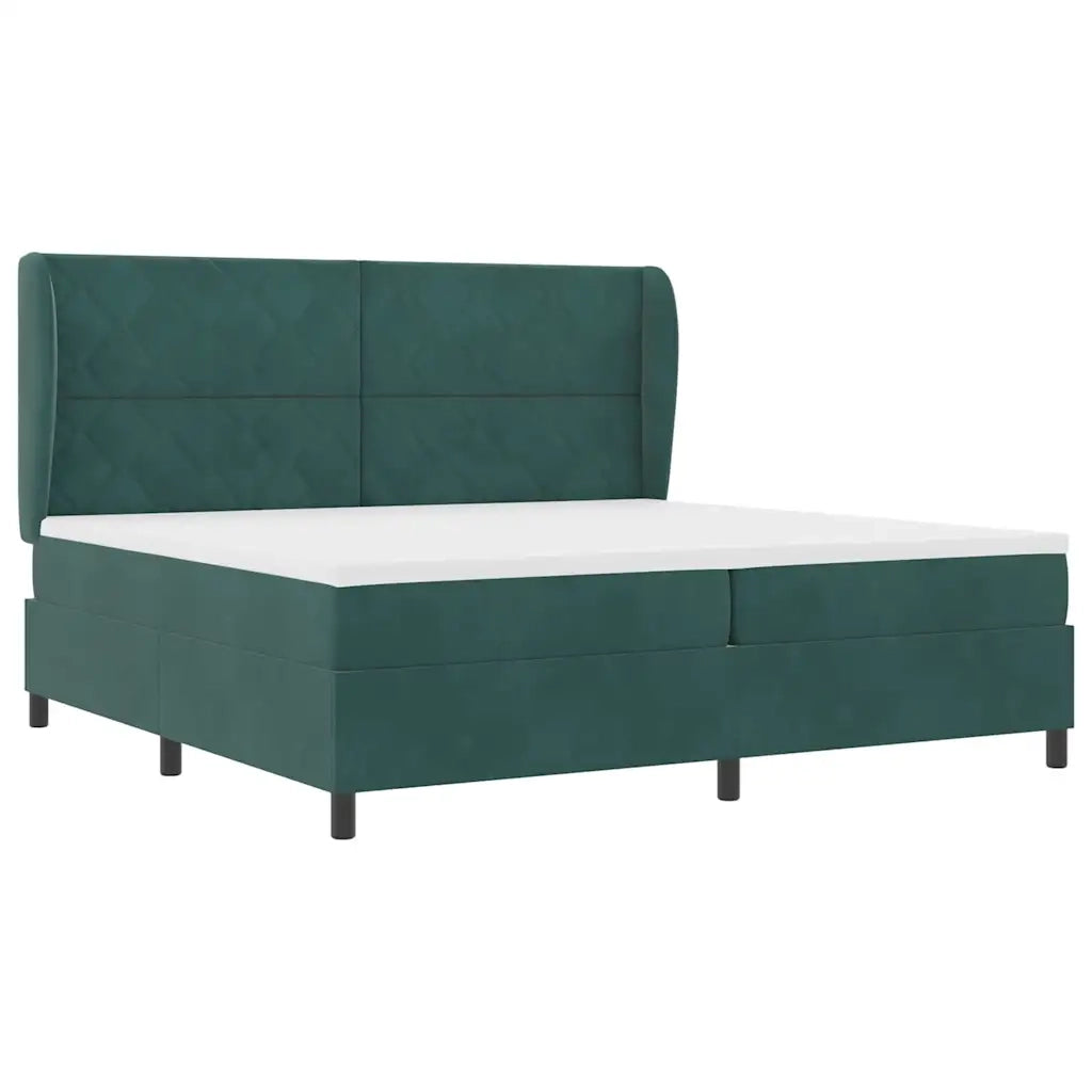 Letto a molle con materasso Verde Scuro 200 x 200 cm Velluto 3341003