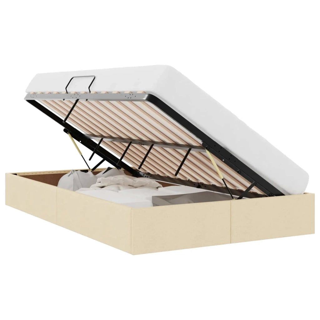Letto ottomano con archiviazione Crema 120 x 200 cm Tessuto 3442812