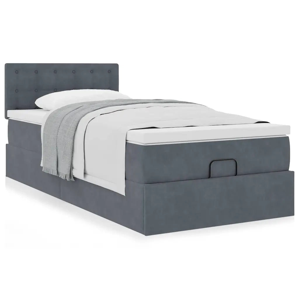Struttura Letto Pouf con Materasso 180x200 cm in Velluto 3311880