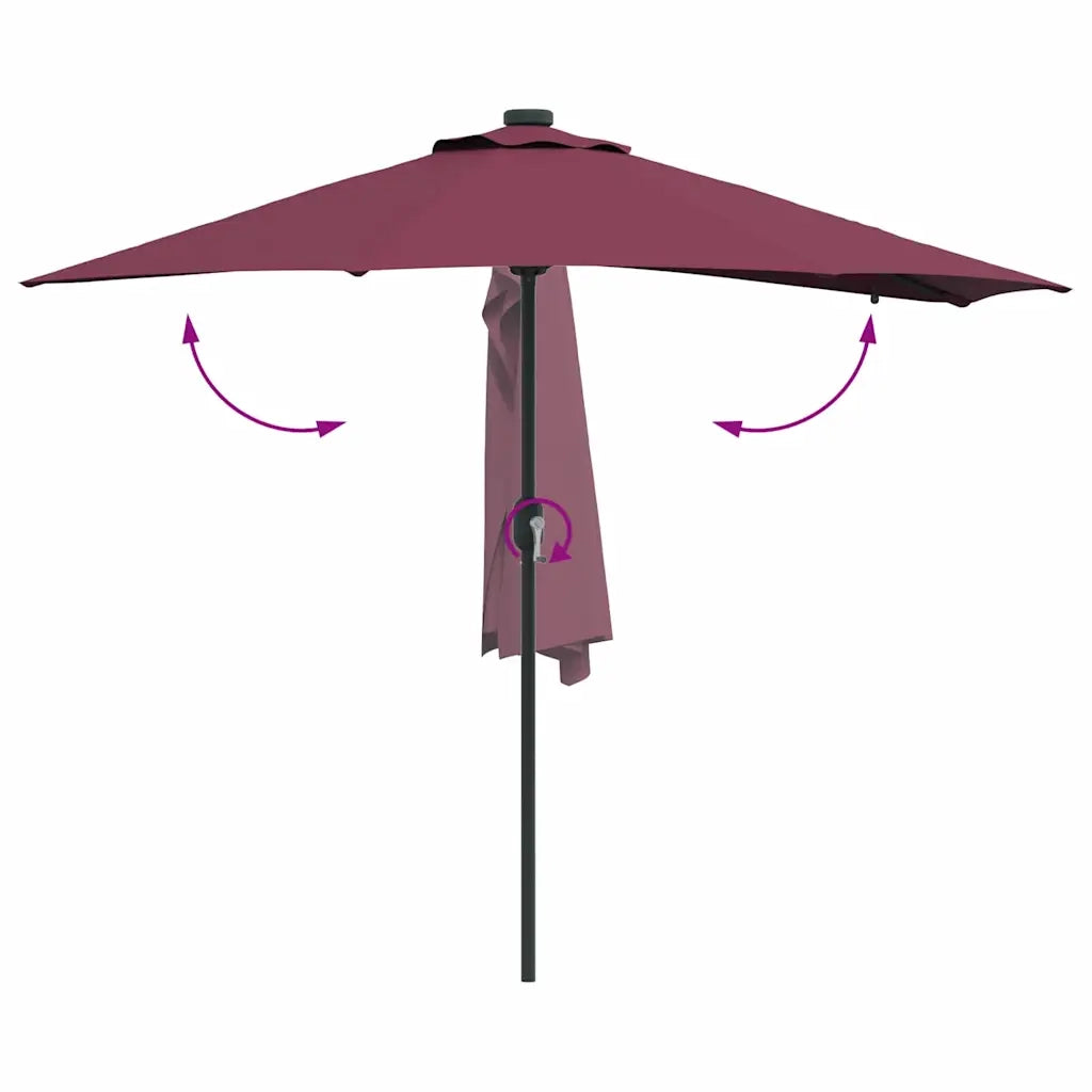 Ombrello da giardino-Ombrellone da spiaggia Rosso Bordeaux 294 x 150 x 223 cm