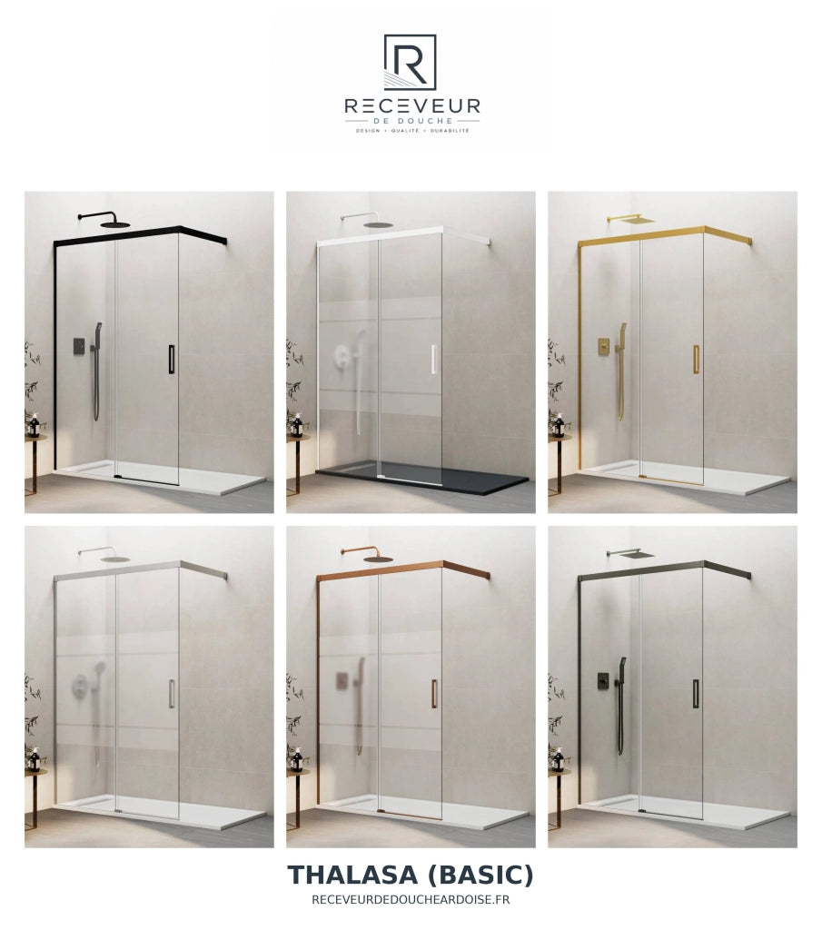 Box doccia THALASSA (BASIC) 1+1 con lato fisso laterale 120x90 cm Nichel vetro trasparente
