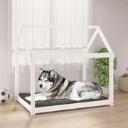 Cuccia per Cani Bianca 111x80x100 cm in Legno Massello di Pino 822218